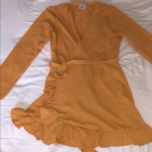 PRINCESSPOLLY MUSTARD WRAP DRESS